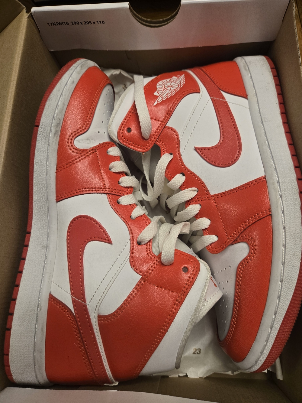 Jordan Red and White High-Top Sneakers
